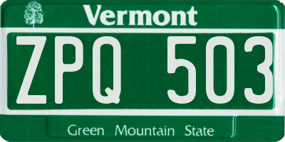 VT license plate ZPQ503