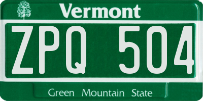 VT license plate ZPQ504