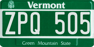 VT license plate ZPQ505