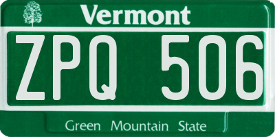 VT license plate ZPQ506