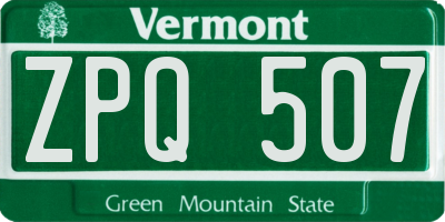 VT license plate ZPQ507