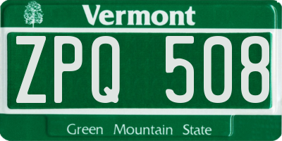 VT license plate ZPQ508
