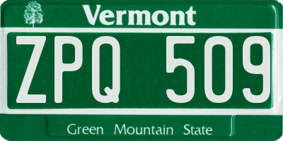 VT license plate ZPQ509
