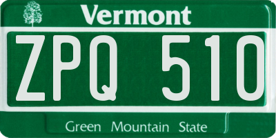 VT license plate ZPQ510
