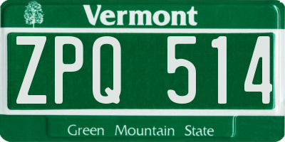 VT license plate ZPQ514