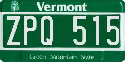 VT license plate ZPQ515