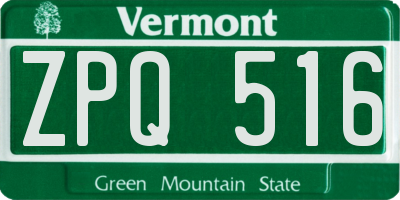 VT license plate ZPQ516