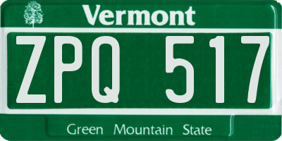 VT license plate ZPQ517