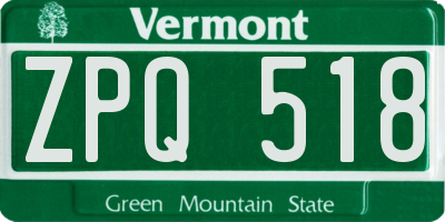 VT license plate ZPQ518