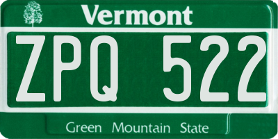 VT license plate ZPQ522