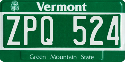 VT license plate ZPQ524