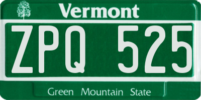 VT license plate ZPQ525