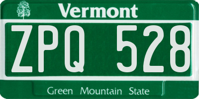 VT license plate ZPQ528