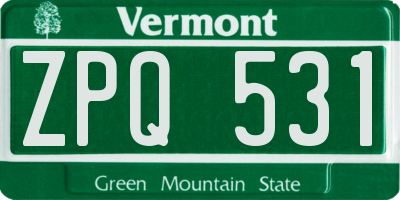VT license plate ZPQ531