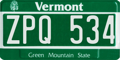 VT license plate ZPQ534