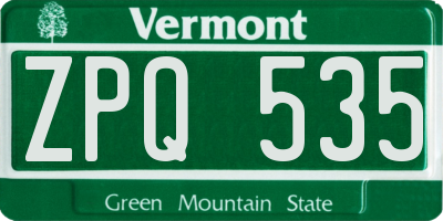 VT license plate ZPQ535