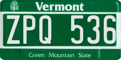 VT license plate ZPQ536