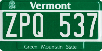 VT license plate ZPQ537