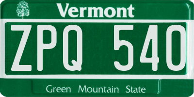 VT license plate ZPQ540