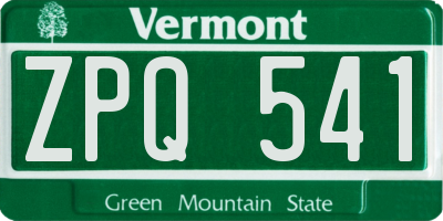VT license plate ZPQ541