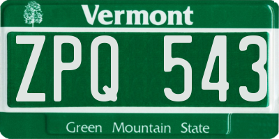 VT license plate ZPQ543