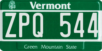 VT license plate ZPQ544