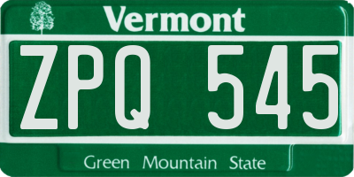 VT license plate ZPQ545