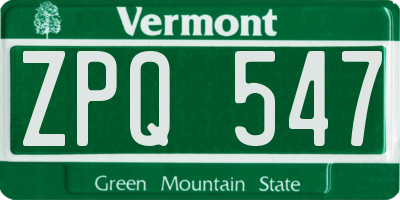 VT license plate ZPQ547