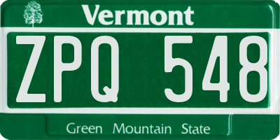 VT license plate ZPQ548