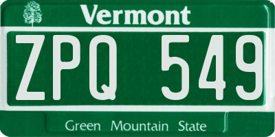VT license plate ZPQ549