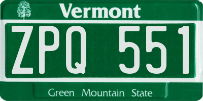 VT license plate ZPQ551