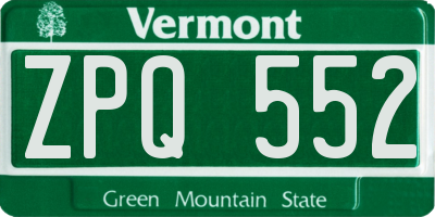 VT license plate ZPQ552