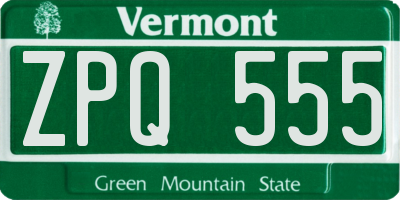 VT license plate ZPQ555