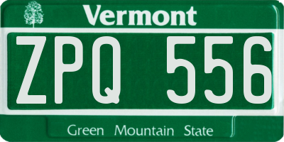 VT license plate ZPQ556