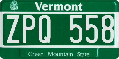 VT license plate ZPQ558