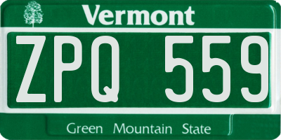VT license plate ZPQ559
