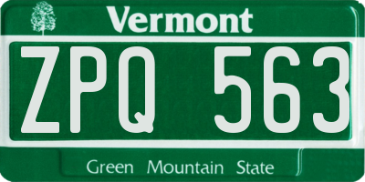 VT license plate ZPQ563