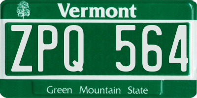 VT license plate ZPQ564