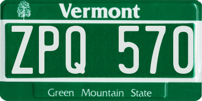 VT license plate ZPQ570