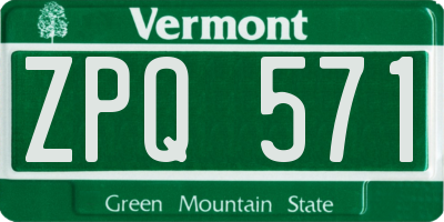 VT license plate ZPQ571
