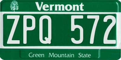 VT license plate ZPQ572