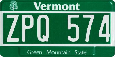 VT license plate ZPQ574