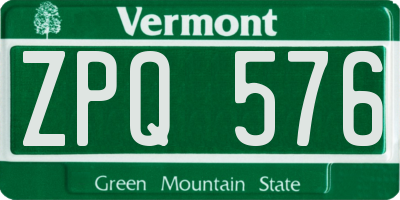 VT license plate ZPQ576
