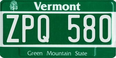 VT license plate ZPQ580