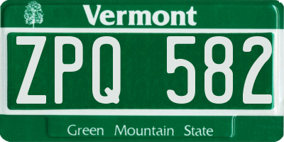 VT license plate ZPQ582