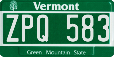 VT license plate ZPQ583