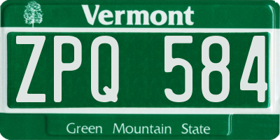 VT license plate ZPQ584