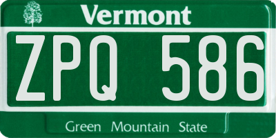 VT license plate ZPQ586