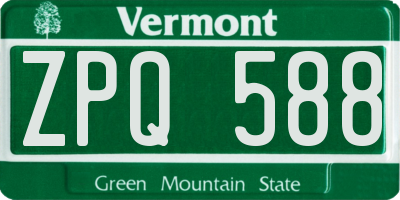 VT license plate ZPQ588