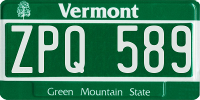 VT license plate ZPQ589